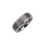 Tungsten 8 mm Satin Finished Band with Ridged Edges Size 7