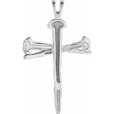 10K White 26x18.2 mm Nail Design Cross Pendant