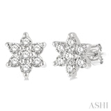 1/6 Ctw Floral Round Cut Diamond Petite Fashion Earring in 10K White Gold