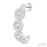 7/8 Ctw Lovebright Round Cut Diamond Half Hoop Earrings in 14K White Gold