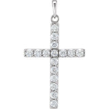 14K White 1 CTW Lab-Grown Diamond Cross Pendant