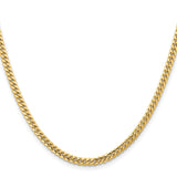 14K 18 inch 3.5mm Solid Miami Cuban Link with Lobster Clasp Chain