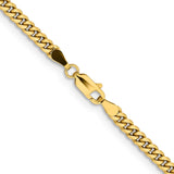 14K 18 inch 3.5mm Solid Miami Cuban Link with Lobster Clasp Chain