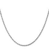 14K White Gold 18 inch 2mm Diamond-cut Rope with Lobster Clasp Chain