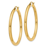 14K Polished 3mm Lightweight Tube Hoop Earrings