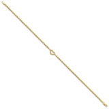 14k Diamond-cut Open Heart Rope Anklet