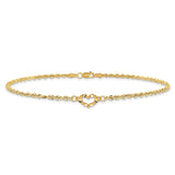 14k Diamond-cut Open Heart Rope Anklet