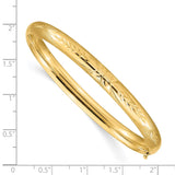 14k 4/16 Florentine Engraved Hinged Bangle Bracelet