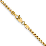 14K 24 inch 2.45mm Semi-Solid Round Box with Lobster Clasp Chain