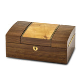 Luxury Giftware High Gloss Mapa Burl and Walnut Burl Veneer Fold-out Top Locking Wooden Jewelry Box