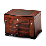 Luxury Giftware by Jere High Gloss Poplar Veneer w/Burlwood Inlay 3-drawer with Swing-out Sides Locking Wooden Jewelry Chest