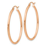 14k Rose Gold Polished 2mm Lightweight Tube Hoop Earrings