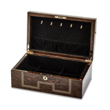 Luxury Giftware Tiger Eye Veneer w/Scrolled Inlay Locking Wooden Jewelry Chest