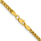 14K 24 inch 2.5mm Semi-Solid Diamond-cut Wheat with Lobster Clasp Chain