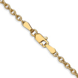 14K 30 inch 2.4mm Round Open Link Cable with Lobster Clasp Chain