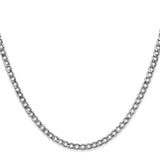 14K White Gold 20 inch 3.35mm Semi-Solid Curb with Lobster Clasp Chain