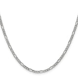 14K White Gold 20 inch 2.5mm Semi-Solid Figaro with Lobster Clasp Chain