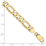 14K 8 inch 7mm Flat Figaro with Lobster Clasp Bracelet