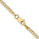 14K 18 inch 2.2mm Flat Beveled Curb with Lobster Clasp Chain