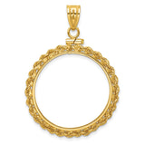 Wideband Distinguished Coin Jewelry 14k Polished Rope 27.0mm x 2.35mm Screw Top Coin Bezel Pendant