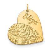 10k Yellow Gold Name and Fingerprint Heart Charm