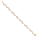 14k 7-8mm White Round Akoya Saltwater Cultured Pearl 7 inch Bracelet