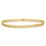 14K 7 inch 4.75mm Flat Beveled Curb with Lobster Clasp Bracelet