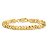 14K 7 inch 6.25mm Flat Beveled Curb with Lobster Clasp Bracelet