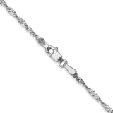 14K White Gold 18 inch 1.7mm Singapore with Lobster Clasp Chain