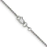 14K White Gold 18 inch 1.4mm Round Open Link Cable with Lobster Clasp Chain