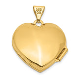 14K 18mm Polished Heart-Shaped Floral Locket