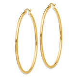 14k Polished 2x50mm  Lightweight Tube Hoop Earrings