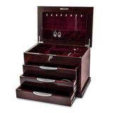 Luxury Giftware Matte Finish Ebony Veneer 3-Drawer Musical (Plays Fur Elise) Locking Wooden Jewelry Box