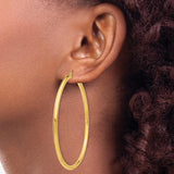 14K Polished 3mm Lightweight Tube Hoop Earrings