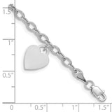 14k White Gold Dangle Heart Bracelet