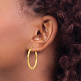 14k 2mm Square Tube Hoop Earrings