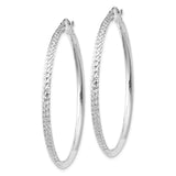 14K WG Knife Edge Diamond-cut Hollow Hoop Earrings