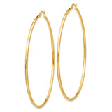 14k Polished 2x75mm Round Tube Hoop Earrings