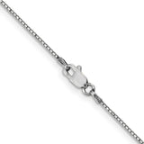 14K White Gold 22 inch .9mm Box with Lobster Clasp Chain