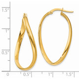 14k 3mm Twisted Oval Hoop Earrings