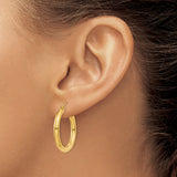 14k Polished 3mm Tube Hoop Earrings