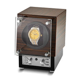 Luxury Giftware by Jere Ebony Wood Veneer High Gloss Finish Glass Door Single Watch Winder