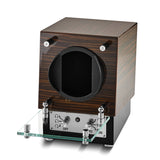 Luxury Giftware by Jere Ebony Wood Veneer High Gloss Finish Glass Door Single Watch Winder