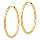 14k Polished Round Endless 2mm Hoop Earrings