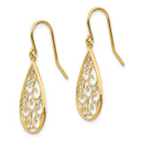 14k & Rhodium Polished Teardrop Earrings