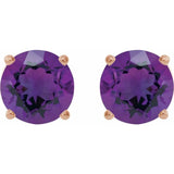 14K Rose Gold 6 mm Natural Amethyst Earrings