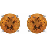 14K White Gold 6 mm Natural Citrine Earrings