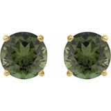 14K Yellow Gold 6 mm Natural Green Tourmaline Earrings