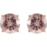 14K Rose Gold 7 mm Natural Pink Morganite Earrings