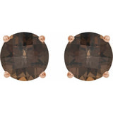 14K Rose Gold 7 mm Natural Smoky Quartz Earrings